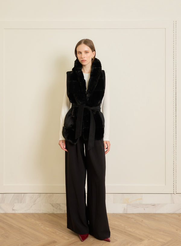 Athena Faux Fur Gilet Black