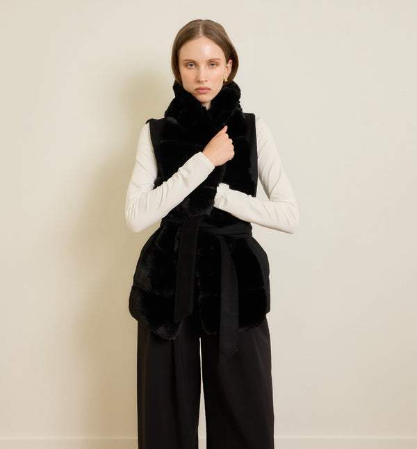 Athena Faux Fur Gilet Black