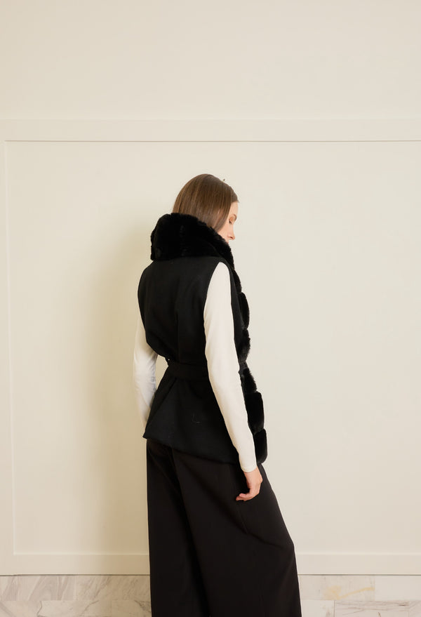 Athena Faux Fur Gilet Black